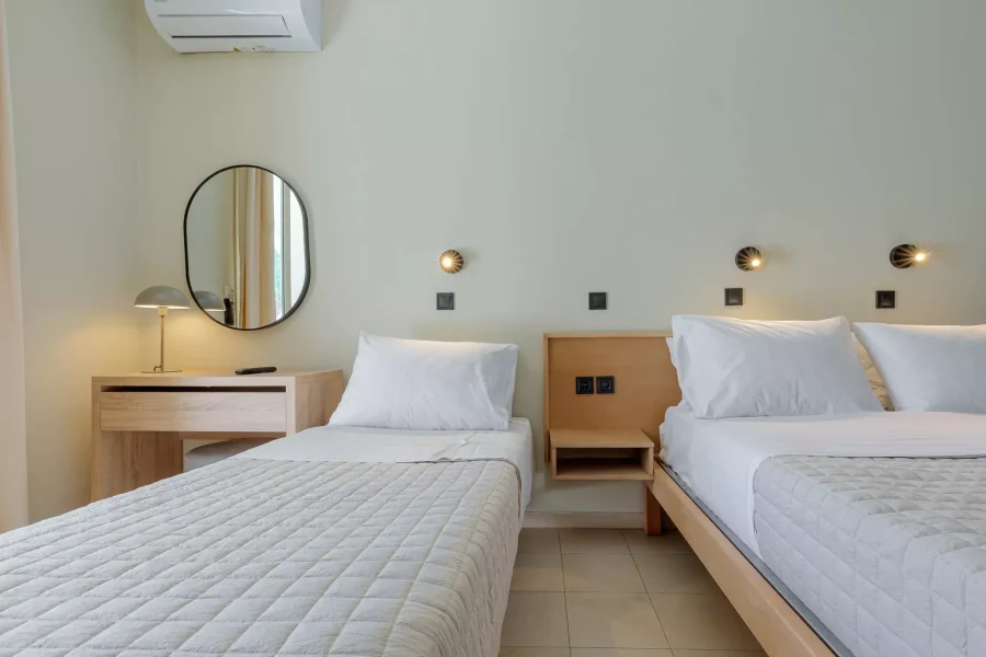 kamari apartments corfu acharavi studio 3pax kitchenette evening