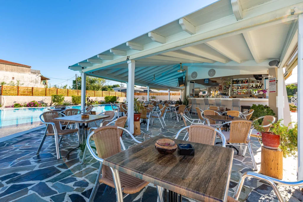 kamari apartments corfu acharavi bar restaurant interior