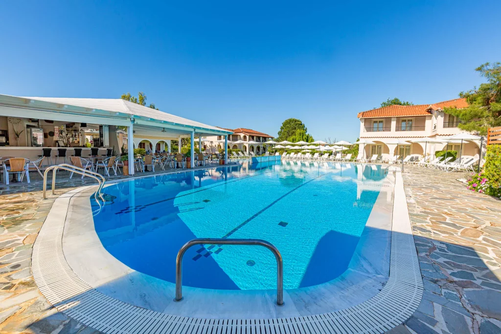 kamari apartments corfu acharavi pool wide angle day